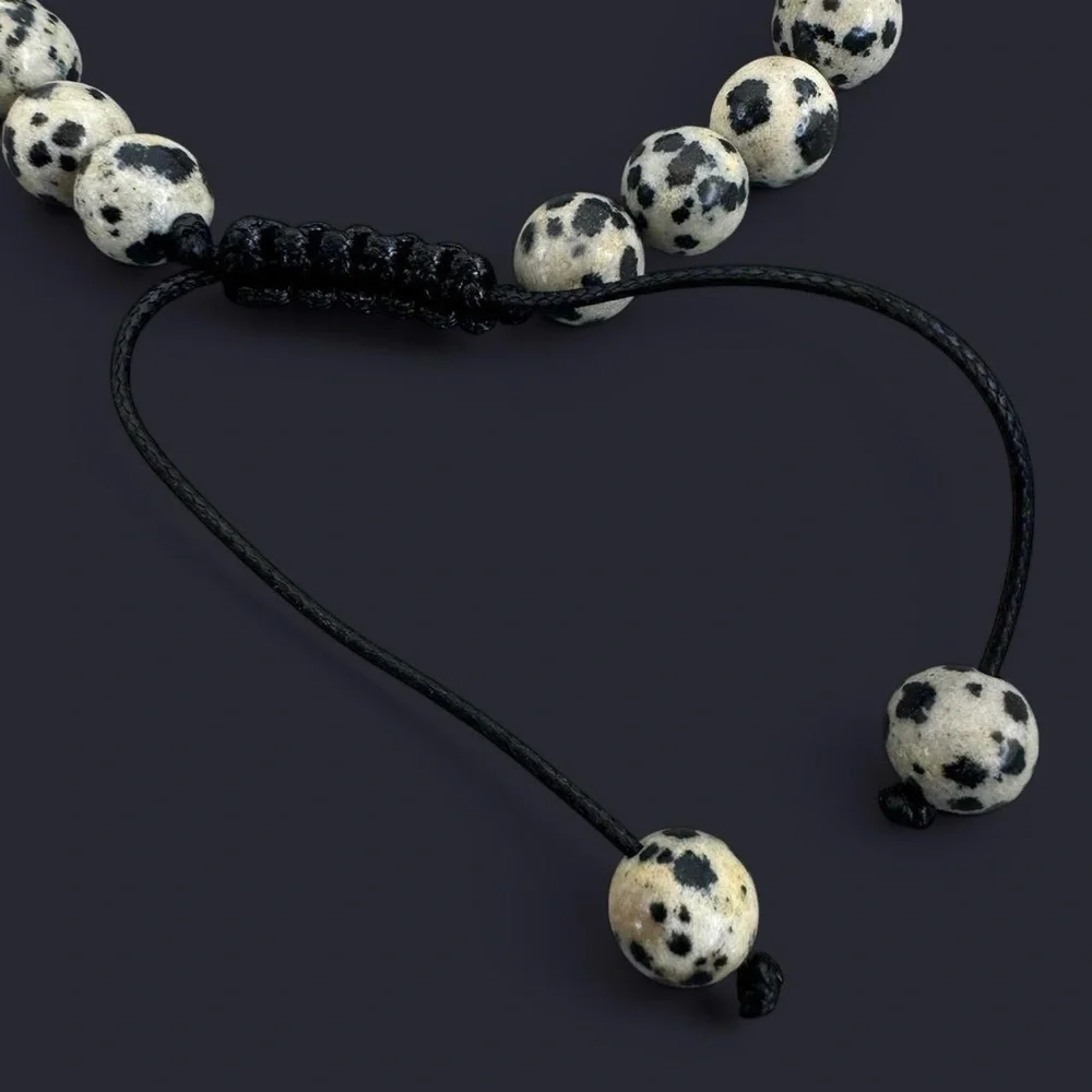 Dalmatian Jasper Adjustable Gemstone Bead Bracelet 8mm